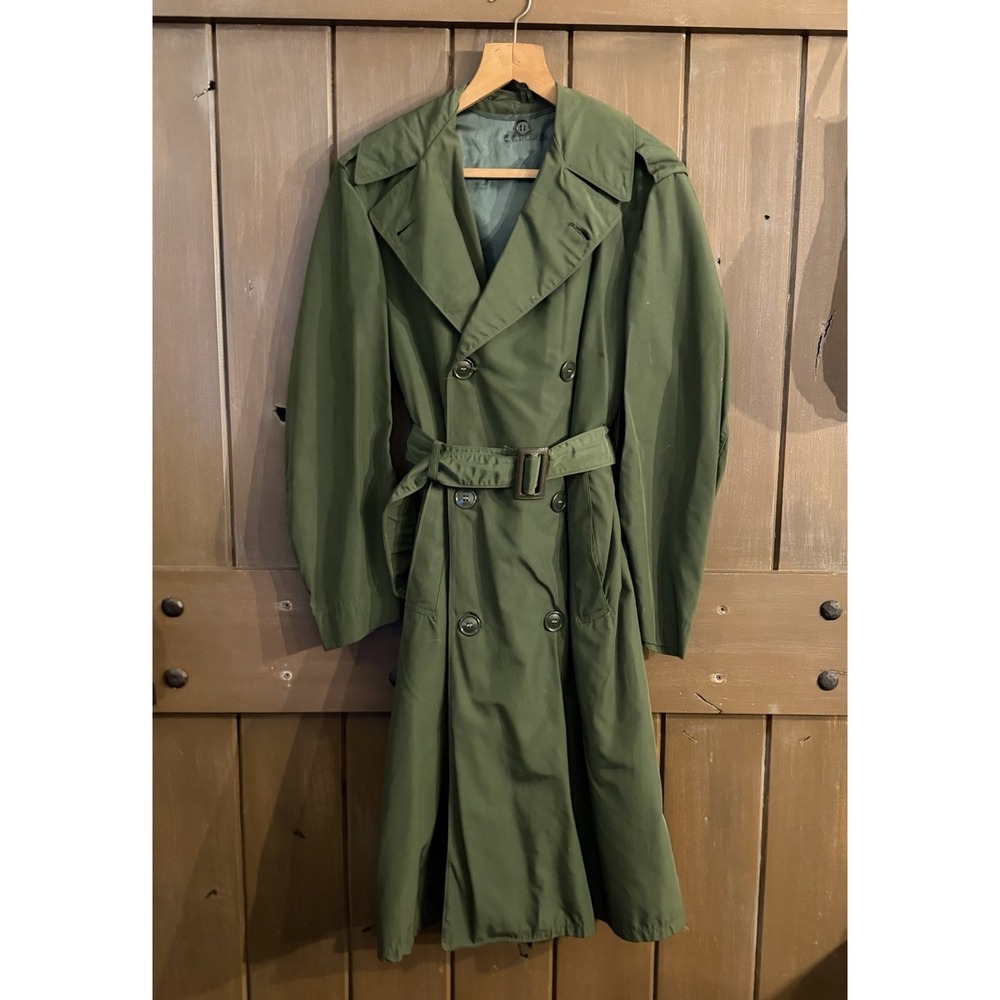 Vietnam Era USArmy OG-107 Sateen Field Trench Overcoat Belted 32Short Small